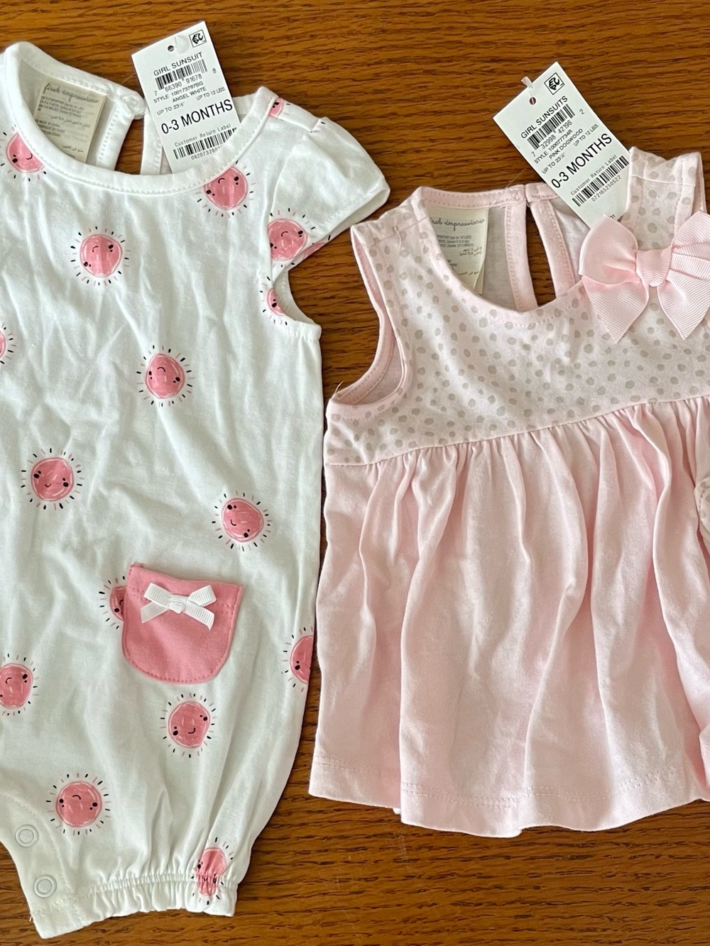 Baby Girl Pink & White Sundress and Sunsuit Set 0-3 Months
